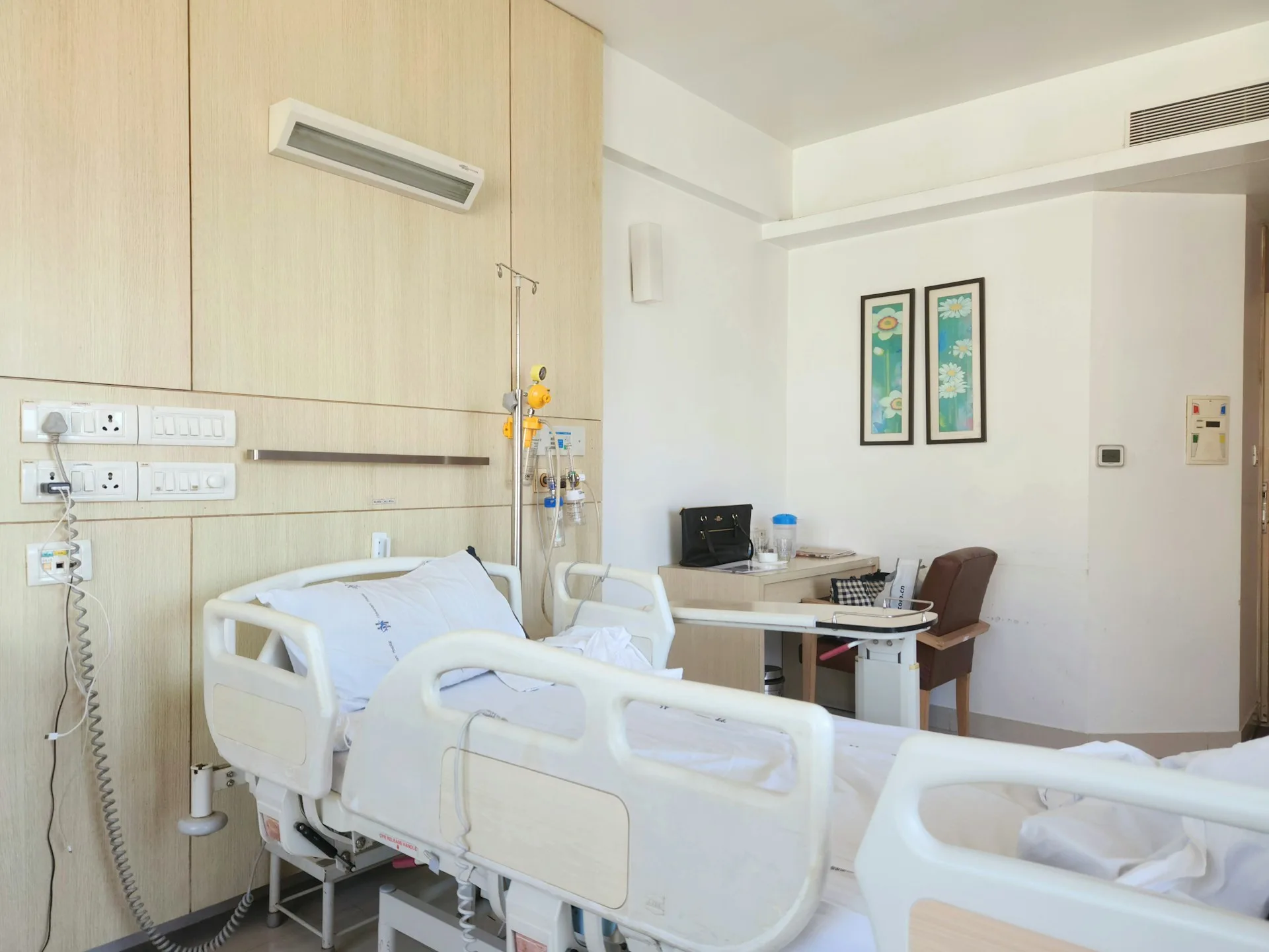 Hospital patient room with medical equipment